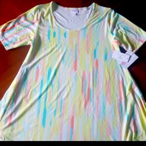 NWT LuLaRoe pastel paint drip Perfect tee